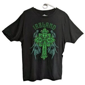 Ireland St Patrick Day Gaelic Cross St Patty's Shirt Men Medium Black M (38-40)